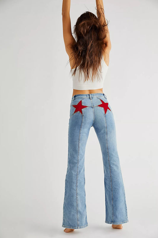 JESSIE | Retro Rode Ster Jeans